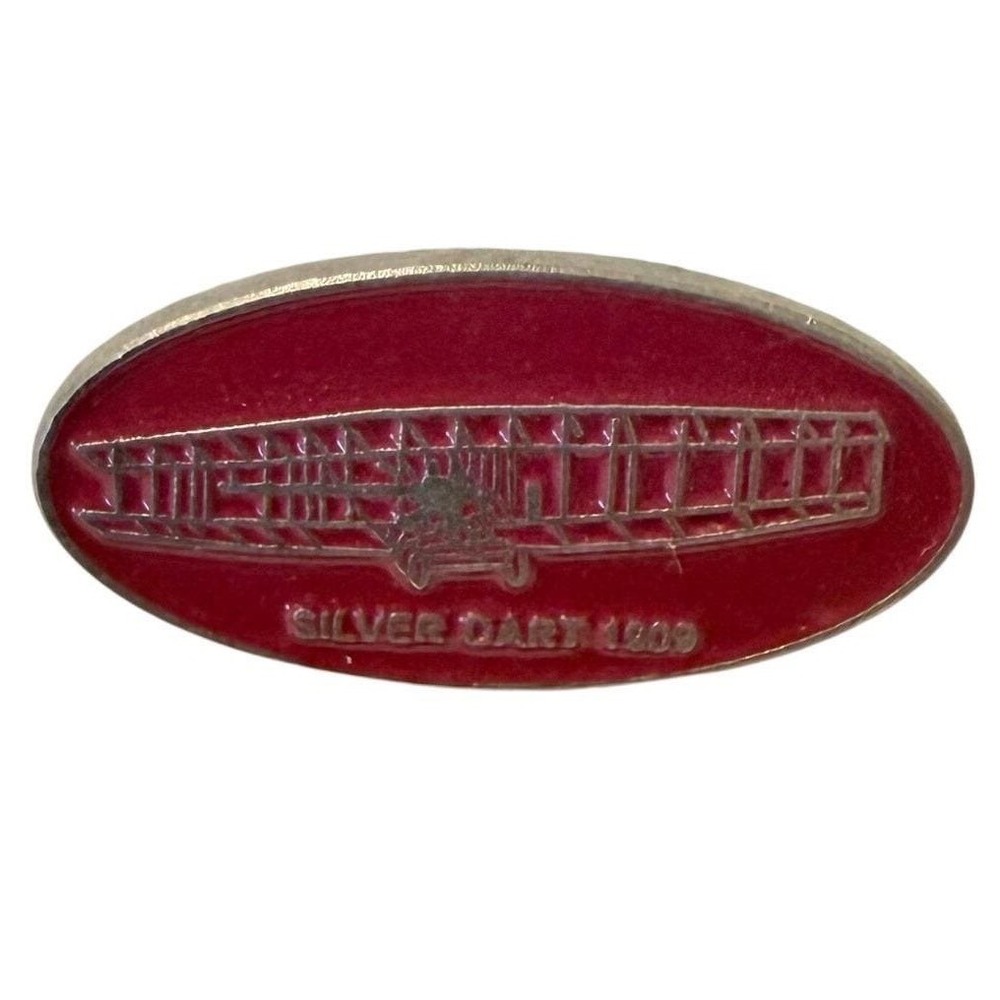 Vintage Silver Dart 1909 Airplane Lapel Pin Red Enamel Aviation Collectible